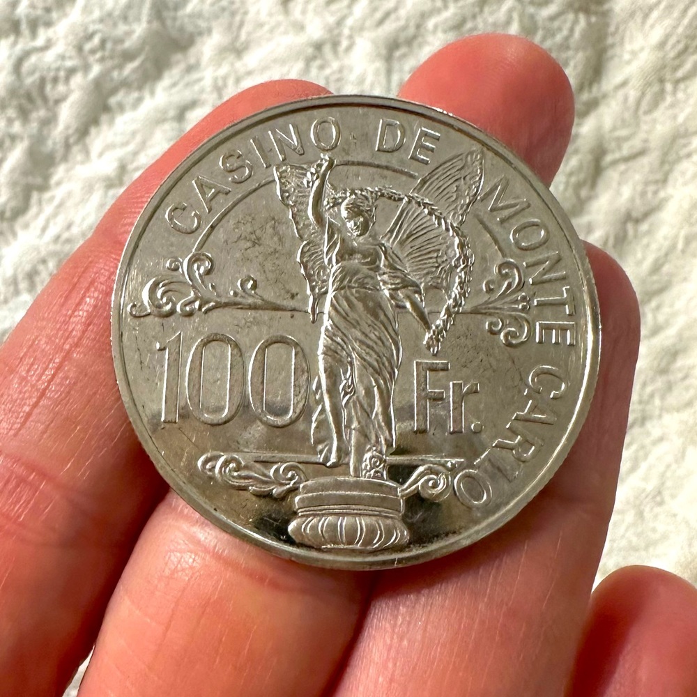 Casino De Monte Carlo STERLING 100 Francs coin